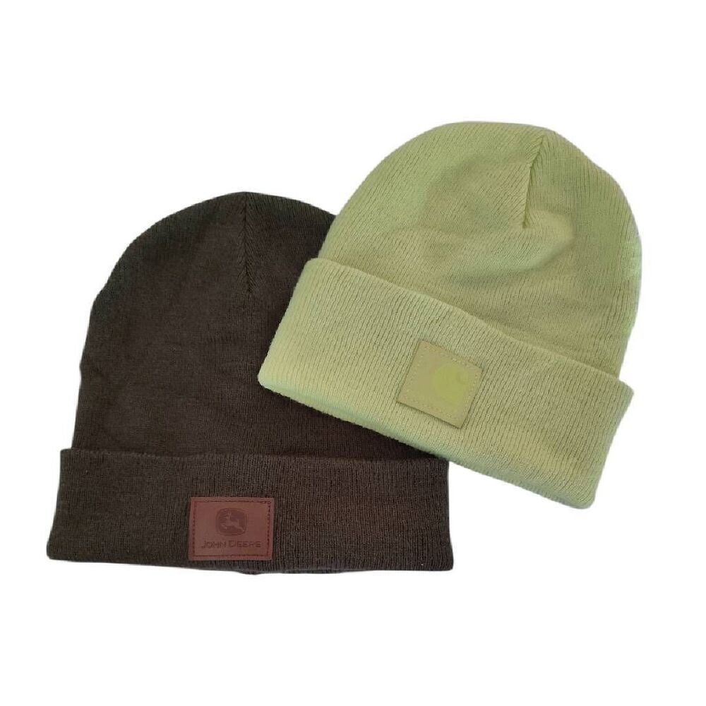 Carhartt Lime Green And John Deere Dark Green‎ Unisex Knit Beanie Lot Blokecore